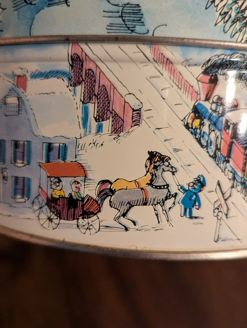 Vntg 1979 Sesame Street Winter Sleigh Ride Tin